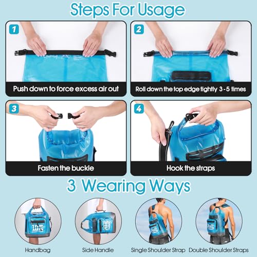 Image of MORXPLOR Dry Bag Waterproof,5L /10L /20L /30L /40L /55L Roll Top Dry Bag Backpack with WaterProof Phone Case for Swim,Kayak