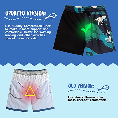techcity Boys Swim Trunks Boxer Brief Liner Swimwear Bathing Suit Quick Dry Compression Swim Shorts 3-18 Years3