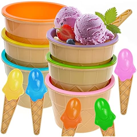 Bakiauli 6 Piece Colourful Ice Cream Bowl Set Cover