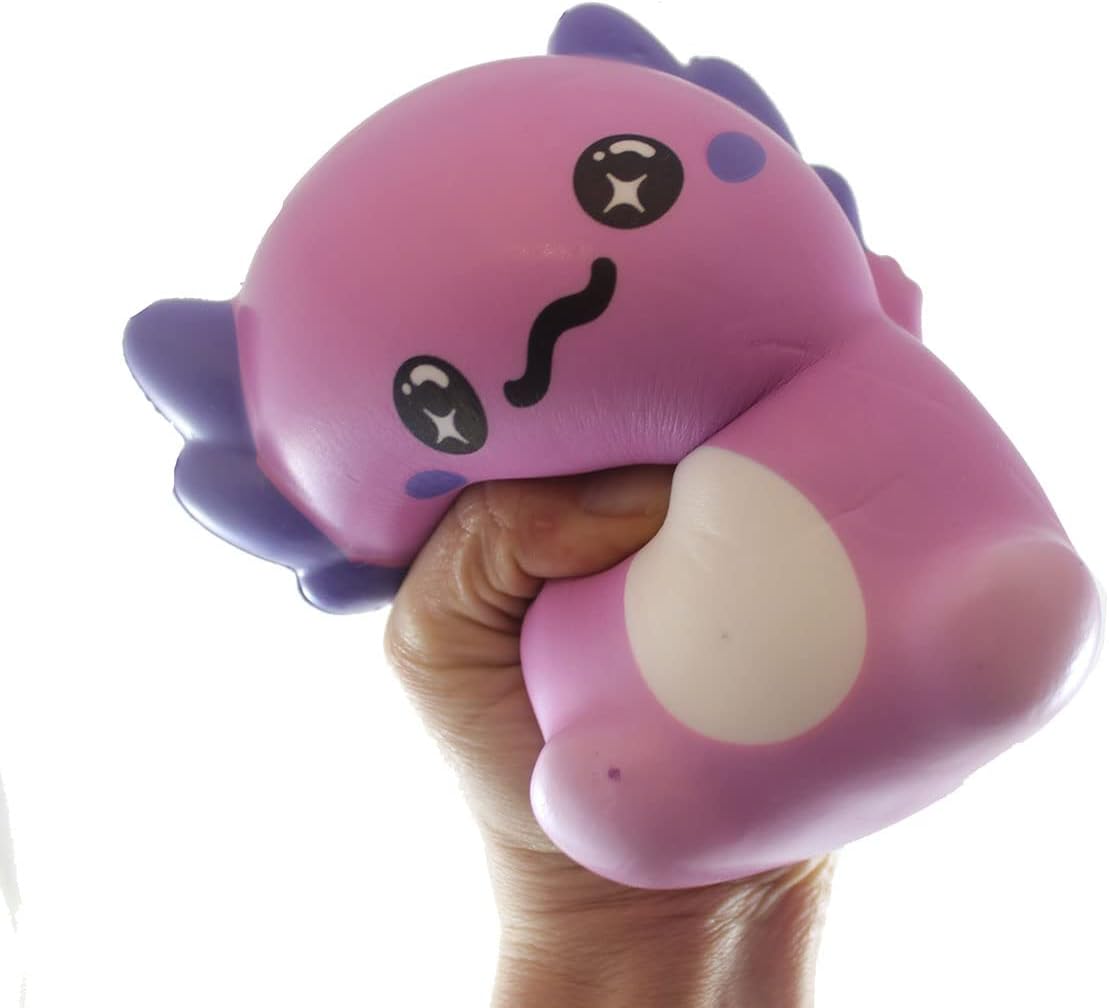 Curious Minds Busy Bags 1 Large 6" Axolotl Random Color Slow Rise Squishy Toy - Memory Foam Party Favors, Fidgets, Stress Ball, All Ages