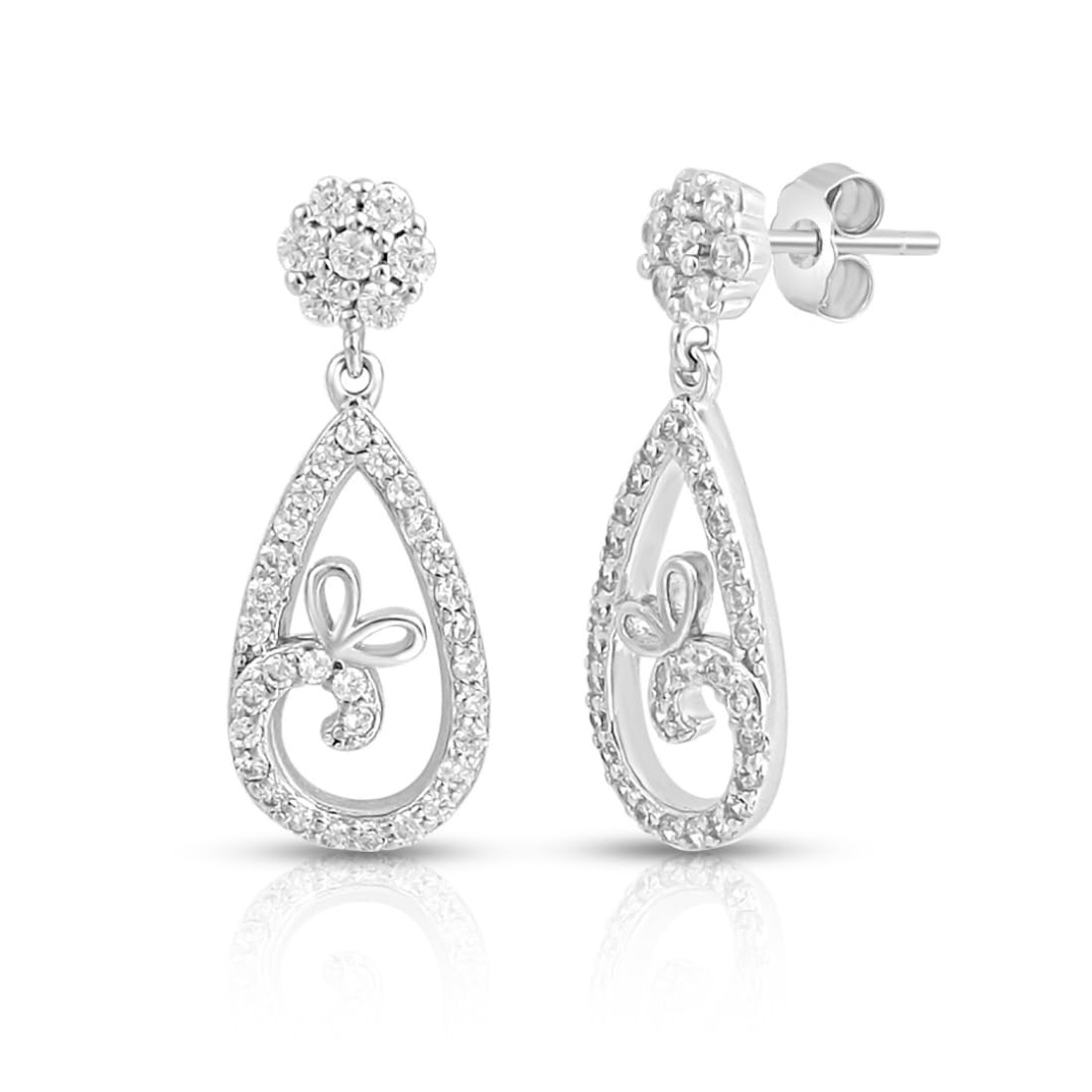 zavya 925 Sterling Silver Teardrop Rhodium Plated Earrings|Gifts For Women And Girls|1 Year Plating Warranty-picture-9