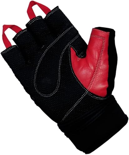 Miniatura 5 de KitSac - Guantes de entrenamiento para hombre, guantes de gimnasio para levantamiento de pesas, doble acolchado con correa de muñeca y gancho,