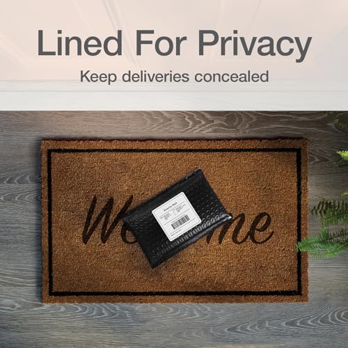 Image of Quality Park Bubble Mailers, 4 x 8 Shipping Envelopes, Self-Seal, Small Black Padded Envelopes, Redi-Strip Peel Off Closure, 50 Per Box (1002352)