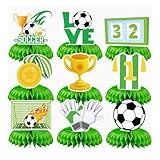 9 PCS Fußball Wm 2026 Deko, Fußball Deko Geburtstag, Wabenbälle Tischdeko für Jungen Party, Sport Mottoparty Zubehör, WM 2026 Dekoration, Wm Fussball 2026, Raumdeko Accessoires