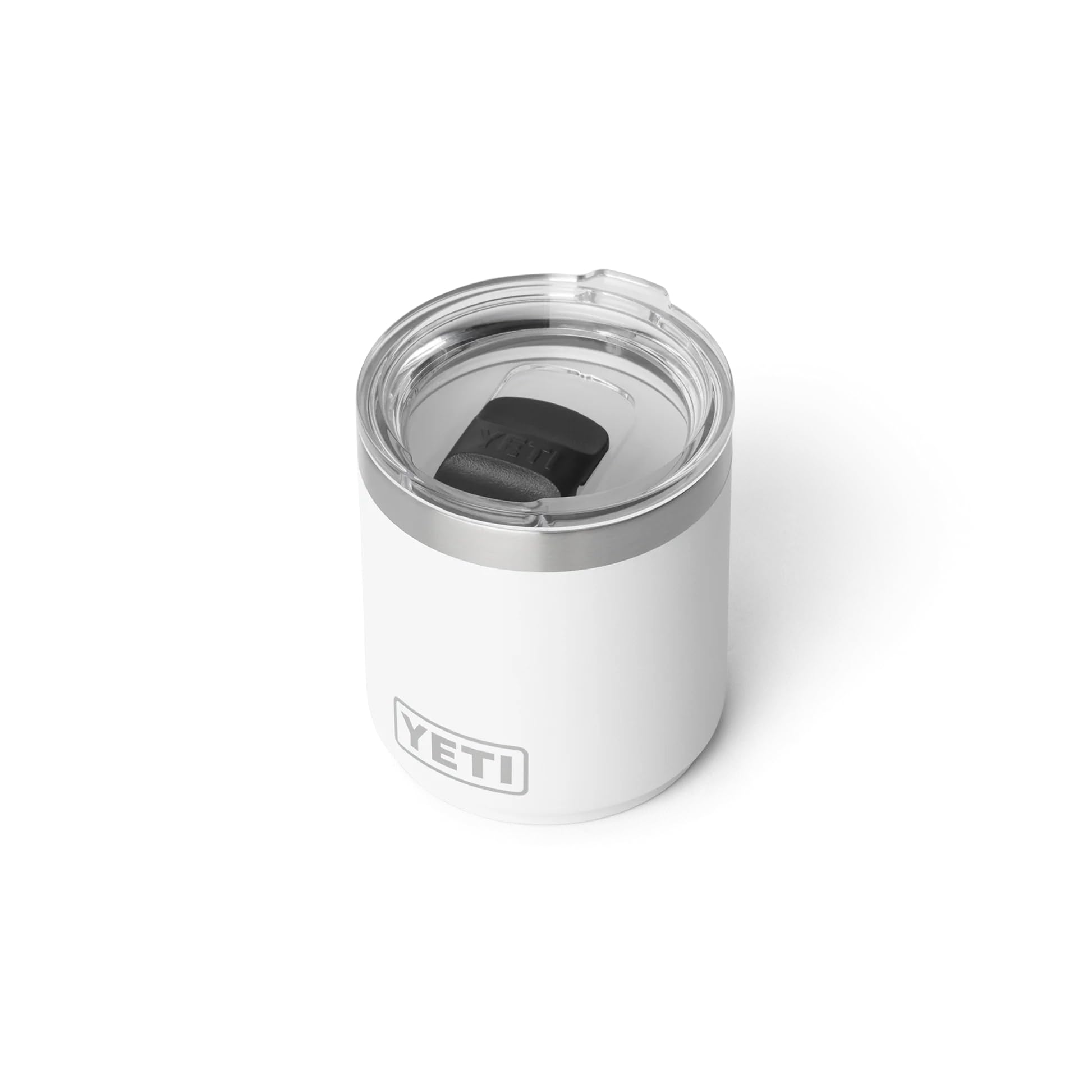 YETI Rambler 10 oz (295 ml) Lowball with DuraSip Ceramic Lining, Vacuum Insulated Stainless Steel Stackable Lowball with MagSlider Lid, White
