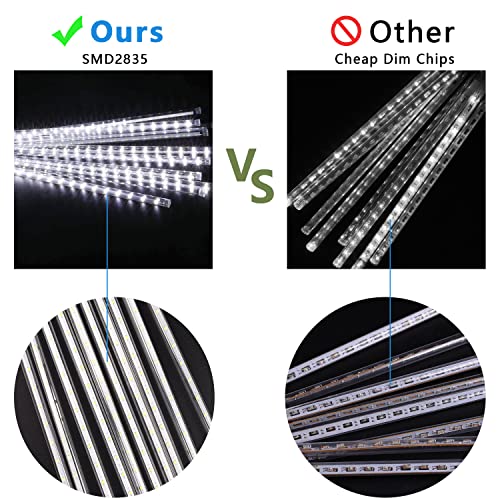 Aluan GP-SW070DC0857-IP44(US) A Meteor Shower Lights Outdoor White Christmas Lights 16 Inch 10 Tubes 360 Led Falling Rain Lights Waterproof Snowfall Dripping Icicle Lights thumb #2