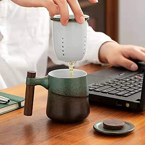 Tasse à thé céramique vert vintage 320ml pour infuser sans se brûler