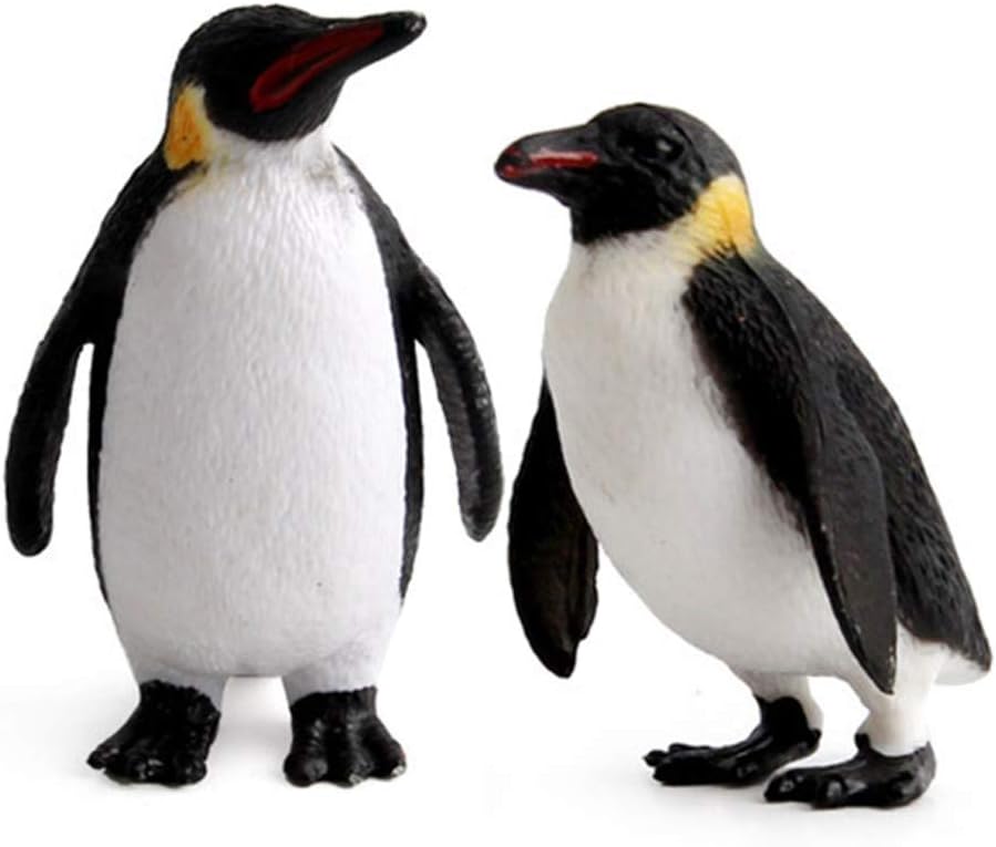 TZSHUQ 2Pcs Cute Penguins Figurine Simulation Plastic Penguins Statue Lifelike Animal Crafts Desktop Ornament Room Table Decoration