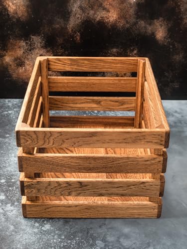 Image of Rustic Storage Bins and Fruit Desk Containers Wood Nesting Storage Box Rustic Wood Crate Table Organizer, 37X23X14 Cm, Brown