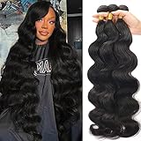 Cirvty 12A Human Hair Bundles Brazilian Body Wave Hair Bundles 24 26 28 Inch 100% Unprocessed Virgin Weave 3 Bundles Human Hair Body Wave Human Hair Bundles Deals Natural Black