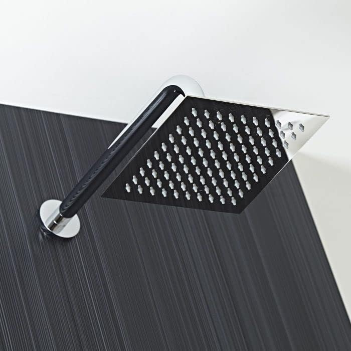 Miniatura 8 de Voolan Brazo de ducha con brida y cinta de teflón, brazo de extensión de cabezal de ducha para cabezal de ducha fijo de baño, acero inoxidable