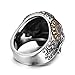 INRENG Men's Stainless Steel Silver Gold Gothic Cross Skull Ring Green Eye Vintage Flower Carved Halloween