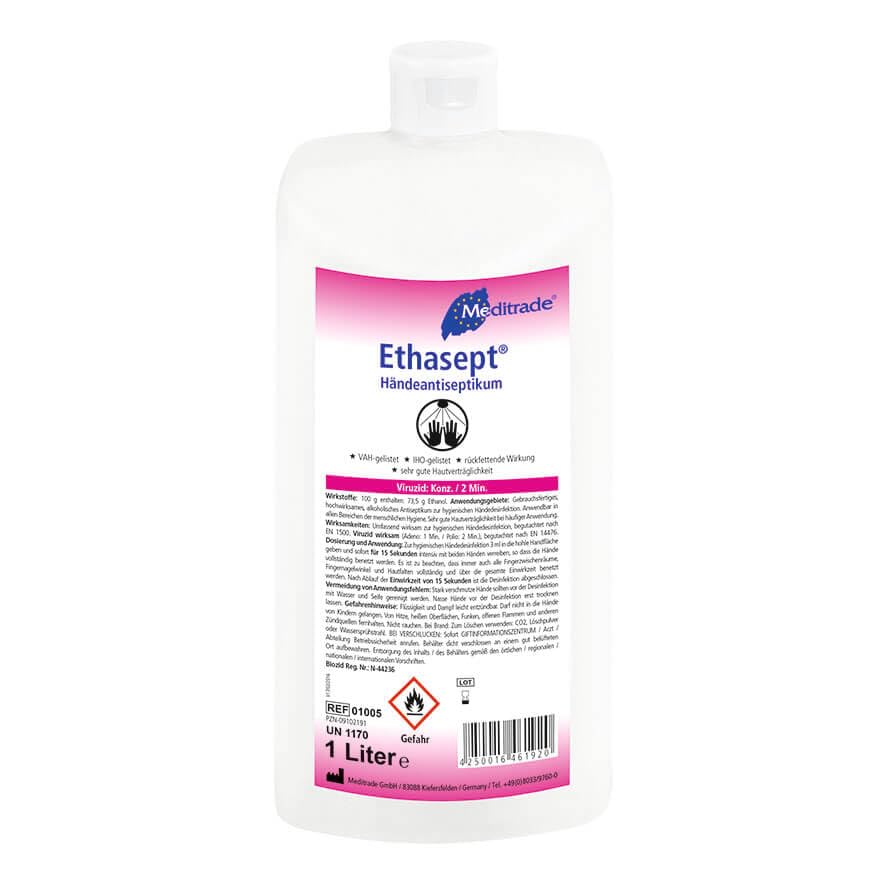 Meditrade Ethasept - 10 x 1000 ml - Handdesinfektionsmittel - Händedesinfektion