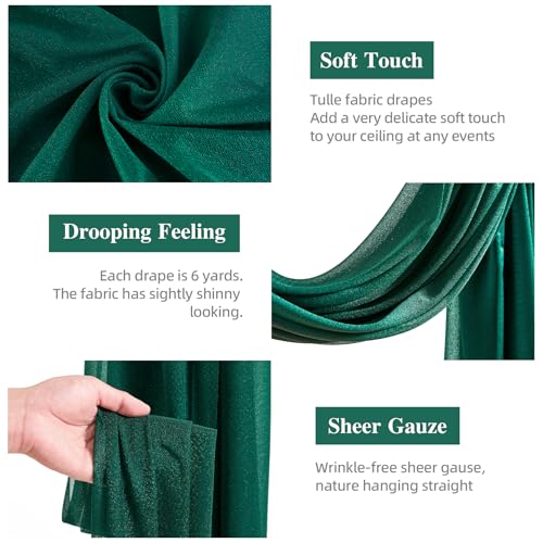 Wedding Arch Draping Fabric 28" x19FT, Sheer Chiffon Fabric Backdrop,2 Panels Emerald Green Drapes for Wedding Ceremony Decor, Decorative Arch Drapery for Birthday Party Ceiling Curtain Backdrop by PARTISKY - Image 2