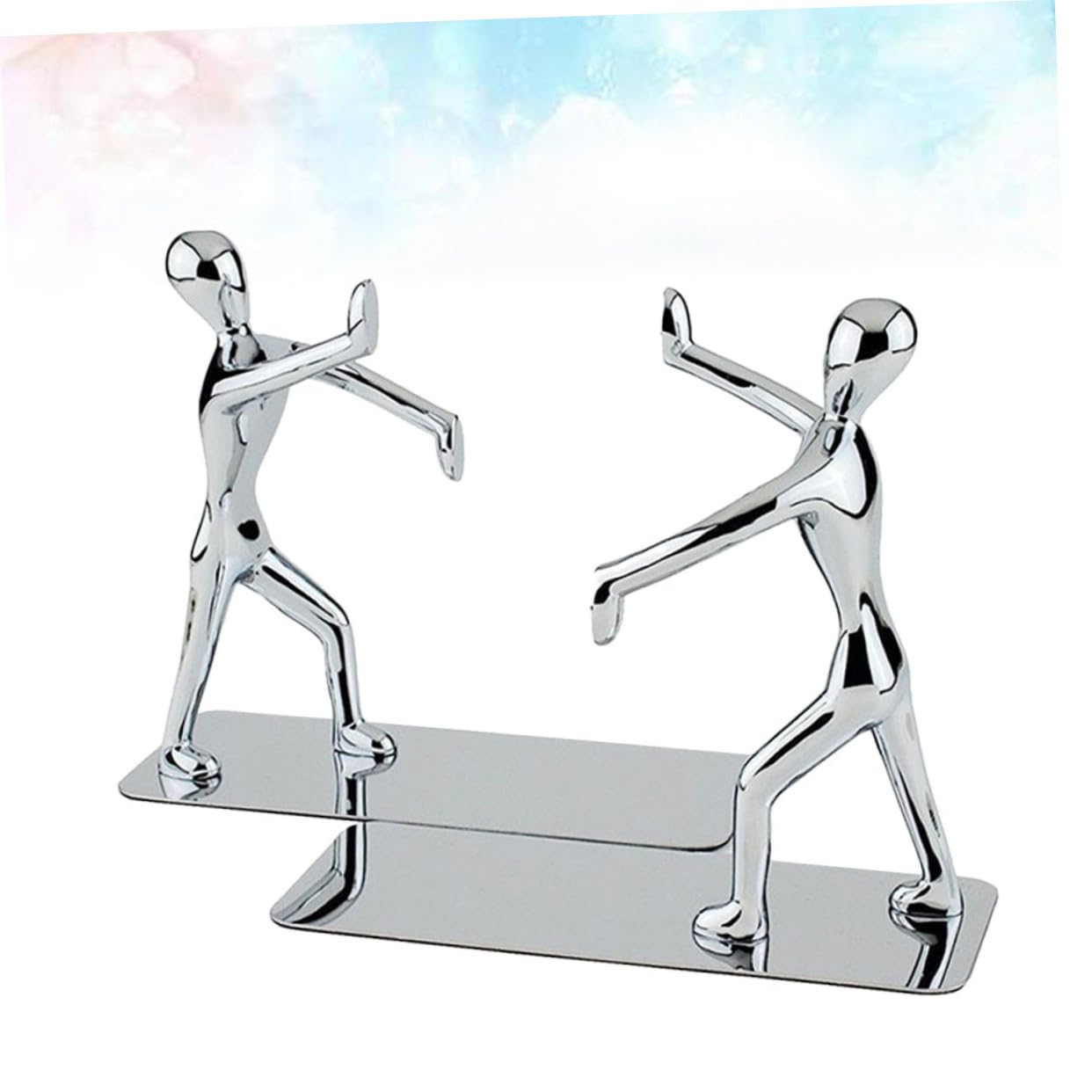 STOBOK 2pezzi Fermacarte Forma di Kung Fu Supporti per Scaffali Antiscivolo per Libri Dvd e Riviste in Metallo Design Contemporaneo per Casa e Ufficio