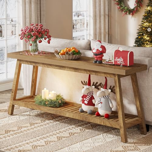 Tribesigns 70.86-Inch Console Table for Entyrway, Farmhouse 2-Tier Entry Entrance Table, Narrow Long Sofa Table Behind Couch, Light Brown - Image 7
