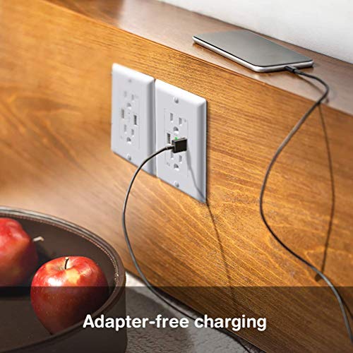 Usb Outlet Charger Wall Plate 10Pack, 4.2A High Speed Decora Outlet Receptacle With Dual Usb Ports 15A 125V 60Hz Tamper Resistant & Free Faceplate #TOP3