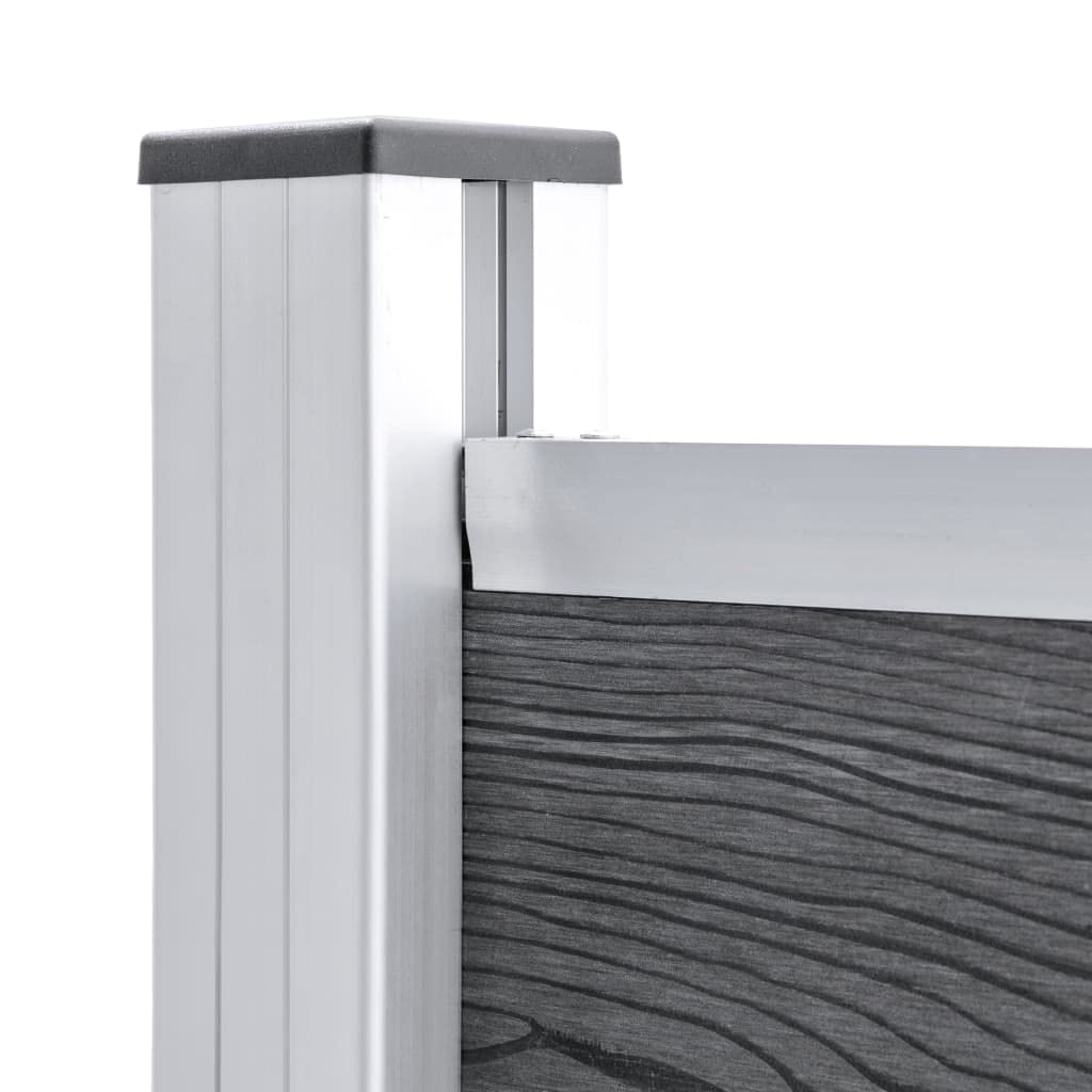 Zaunelement Set WPC 699x146 cm Grau Sichtschutz Gartenzaun mit Aluminiumprofil und Stahlpfosten langlebig wetterfest für Terrasse Vorgarten und Grundstück