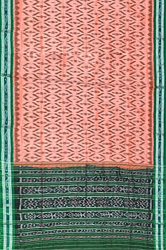 Image of Odisha Sambalpuri Handloom Ikat Women's Cotton Saree, Odisha Handloom Handmade Pure Cotton Khandua Saree, Ikkat Orissa Traditional Handloom Saree Without Blouse