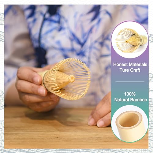Matcha Whisk Set – Ceramic Matcha Bowl with Spout, Bamboo Whisk, Scoop, Ceramic Holders, Stainless Sifter, Towel,Perfect Matcha Starter Kit for Tea Ceremony, Japanese Tea Making Tools (Brown) by Cede noo - Image 3
