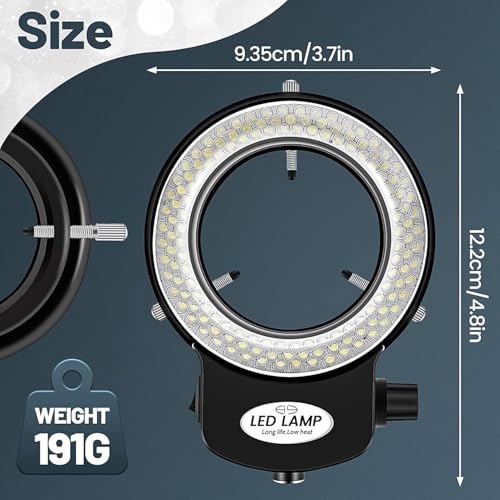 Jevina 144 LED Mikroskop Ringlicht Ringleuchte 0-100% Einstellbar Lampe für Microscope Ringbeleuchtung