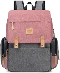 Bolsa Mochila Maternity Land modelo Luxury Premium Rosa com Cinza