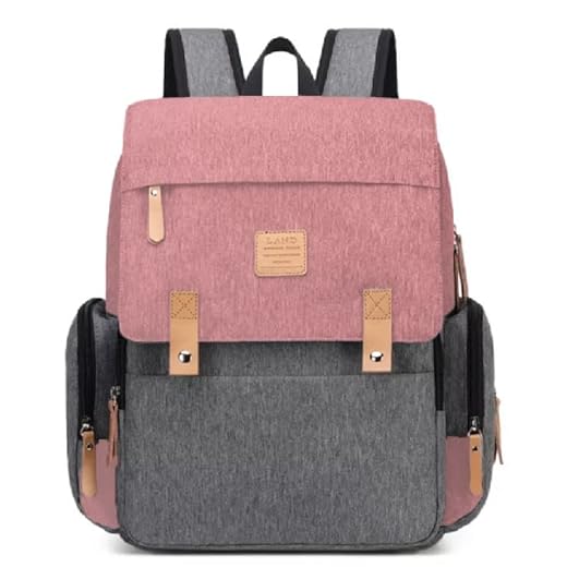 Bolsa Mochila Maternity Land modelo Luxury Premium Rosa com Cinza