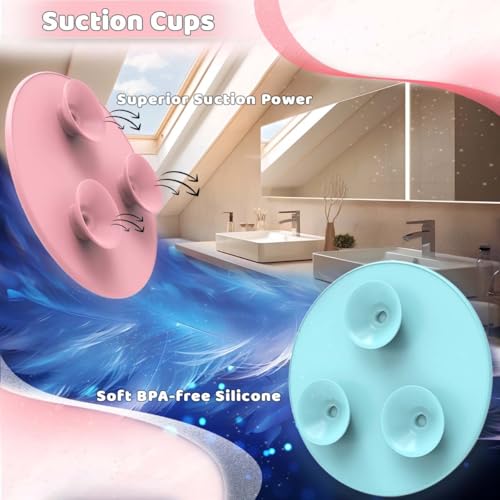 2 Stück Silikon-Make-up-Pinsel-Reiniger-Pad, YalsFTY Reinigungsmatte mit Saugnapf (rosa und blau)