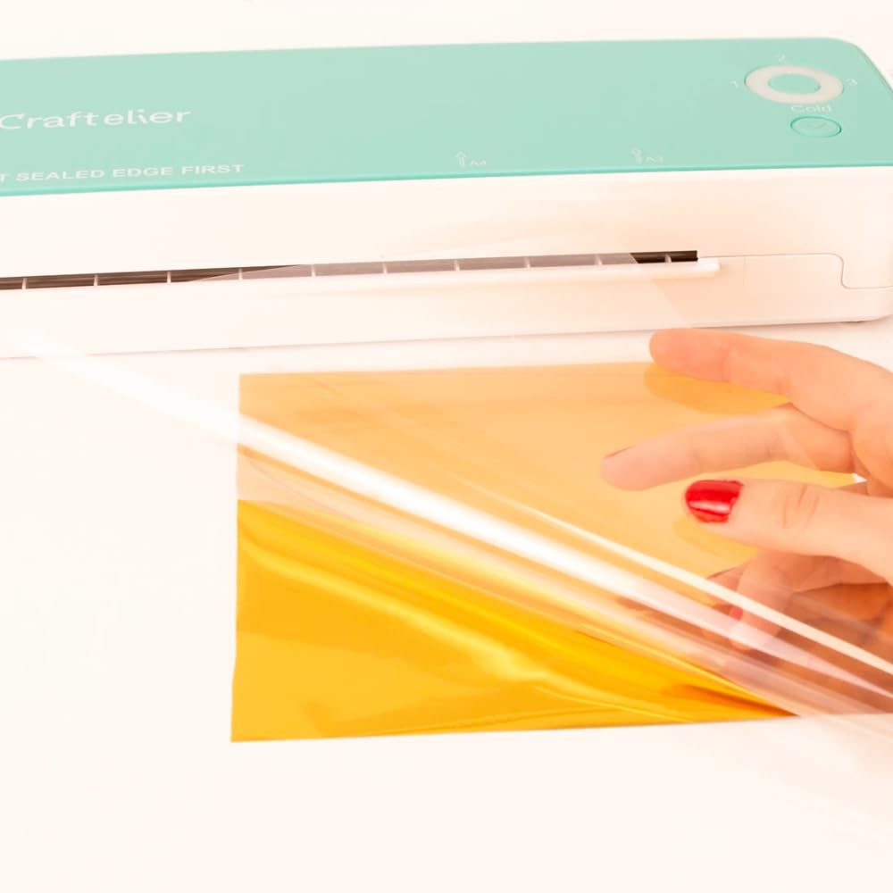 Craftelier - Plastificadora en Calor y Frío y Aplicadora de Foil, para Fundas de 80 a 125 micras, Selladora de Documentos de hasta 33 cm, Fácil Uso en Oficina, Casa o Escuela, Blanca y Menta