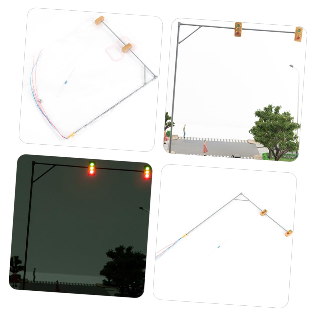 Uonlytech Model Building Material Miniature Traffic Light Model Railroad Light Signal Lamp for DIY Scenery Abs Gauge Compatible