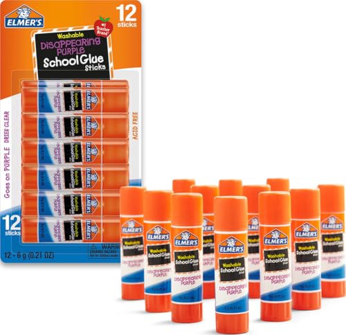 Elmer's Disappearing Purple School Glue Sticks, Washable, 6 Grams...