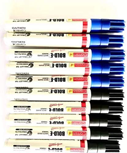 Image of Camlin Whiteboard Marker Pack of 10 (Black 5+ Blue 5) (Set of 10, Black, Blue)