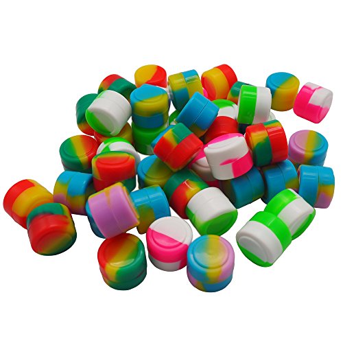 YHSWE 50Pcs 2ml Non-stick Silicone Oil Kitchen Concentrate Container Mini Round Multi Use Storage Jar Assorted Random Color