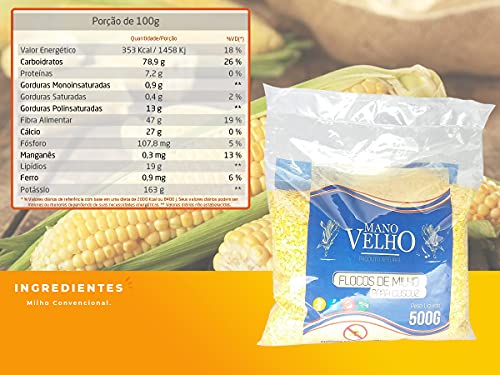 Kit 3 Flocos de Milho Não Transgênico Mano Velho 500g