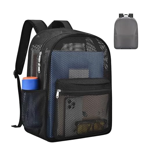 USPECLARE Heavy Duty Semi-Transparent Mesh Backpack, See Through College Student Backpack, Mesh Bookbag for School, Camping, Sports (Black)