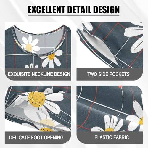 senya Short Sleeve Pajamas Sets Summer Cotton Sleepwear Flower Seamless Pattern Daisy4