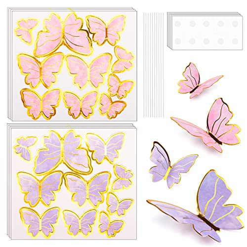 81 Pieces 3D Butterfly Cupcake Toppers Butterfly Cake Decoration Happy Birthday Cake Topper Butterfly Party Decorations Butterfly Cake Topper Decorations For Birthday Wedding Party Supplies #TOP2