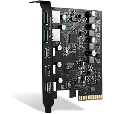 PCIe to USB 3.2 Karte 10Gbps 5-Port (2 x USB A, 3 x USB C) USB PCIE Expansion Card Internal Converter PCI Express x4 Erweiterungskarte for Desktop Support Windows 10/8/7 MAC OS Cover