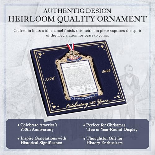 White House Historical Association 2026 Offizielle weiße Weihnachtsdekoration, Messing mit Emaille, Amerika250… – Ansicht 5