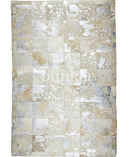 Bunkar - Alfombra de piel de vaca natural hecha a mano, color marfil (45 cm x 75 cm)