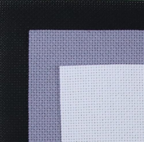 Image of KCS 3 pc of 15 inch x 18 inch(38cmx45cm) 14 Count Cross Stitch Cotton Aida Cloth Needlework Rolled Fabric Box,14CT,White+Light Steel Grey+ Black