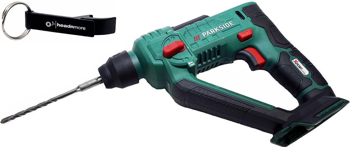 HEADNMORE® Bundle Parkside PABH 20 - Taladro percutor con batería (20 V, incluye maletín de transporte y llavero HEADNMORE® (sin batería)