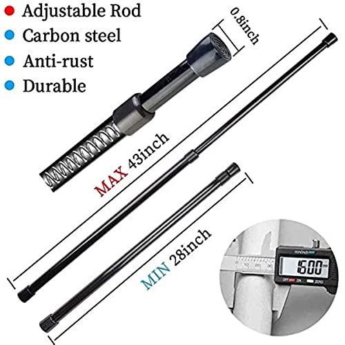 Blu-Pier Tech 2 Pack Spring Tensions Rods Steel Adjustable Length Curtain Rod, 28-43 Inches (Black)