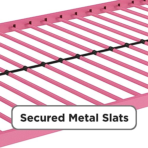 Dhp Twin-Over-Full Bunk Bed With Metal Frame And Ladder, Space-Saving Design, Pink #TOP5