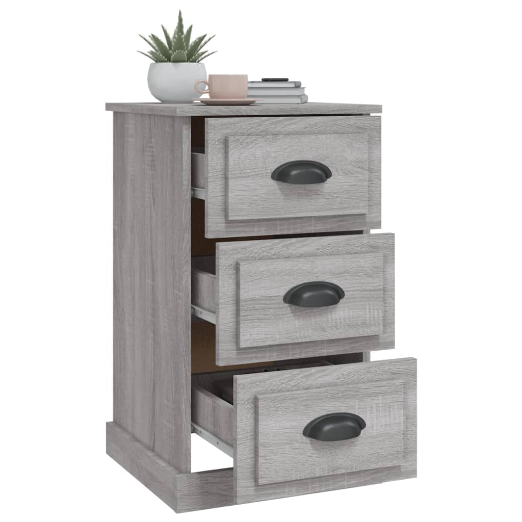 Nachttisch Grau Sonoma, 39x39x67 cm Holzwerkstoff, Beistelltisch Schlafzimmer, mit 3 Schubladen, Robustes Material, für Bücher, Gläser, Kaffeetassen, Notizblöcke, Schreibwaren