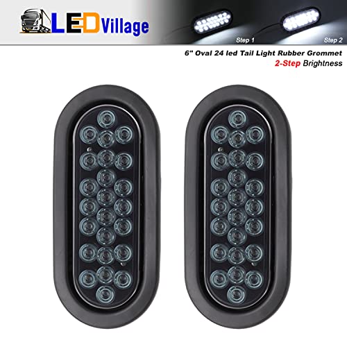 Ledvillage (2 Pcs Smoked Lens White 6 Inch Oval Trailer Marker Lights 24Led With Plug & Grommet Universal Truck Tow Fender Bulb Tail Flush Mount 12V Dc #TOP1