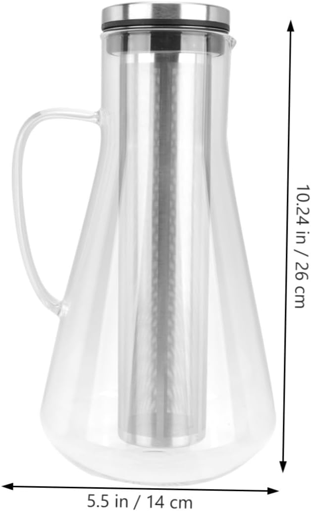 Large Capacity Cold Brew Coffee Pot 1600ml Glass Coffee Maker with Stainless Steel Filter Borosilicate Glass Pitcher at Home