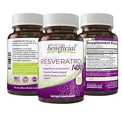PURELY beneficial RESVERATROL1450-90day Supply, 1450mg per Serving of Potent Antioxidants