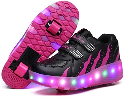 HUSKSWARERoller Skates Shoes Girls Boys Double Roller Shoes Kids Outdoor Luminous Shoes for Kids