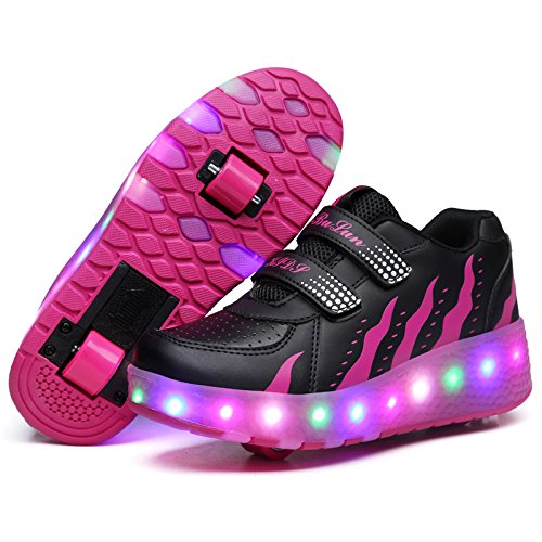 HUSKSWARERoller Skates Shoes Girls Boys Double Roller Shoes Kids Outdoor Luminous Shoes for Kids